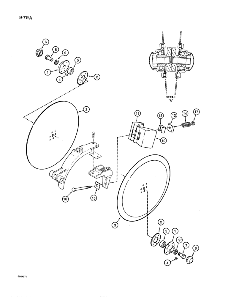 Схема запчастей Case IH 8600 - (9-079A) - FURROW OPENER DISK (09) - CHASSIS/ATTACHMENTS