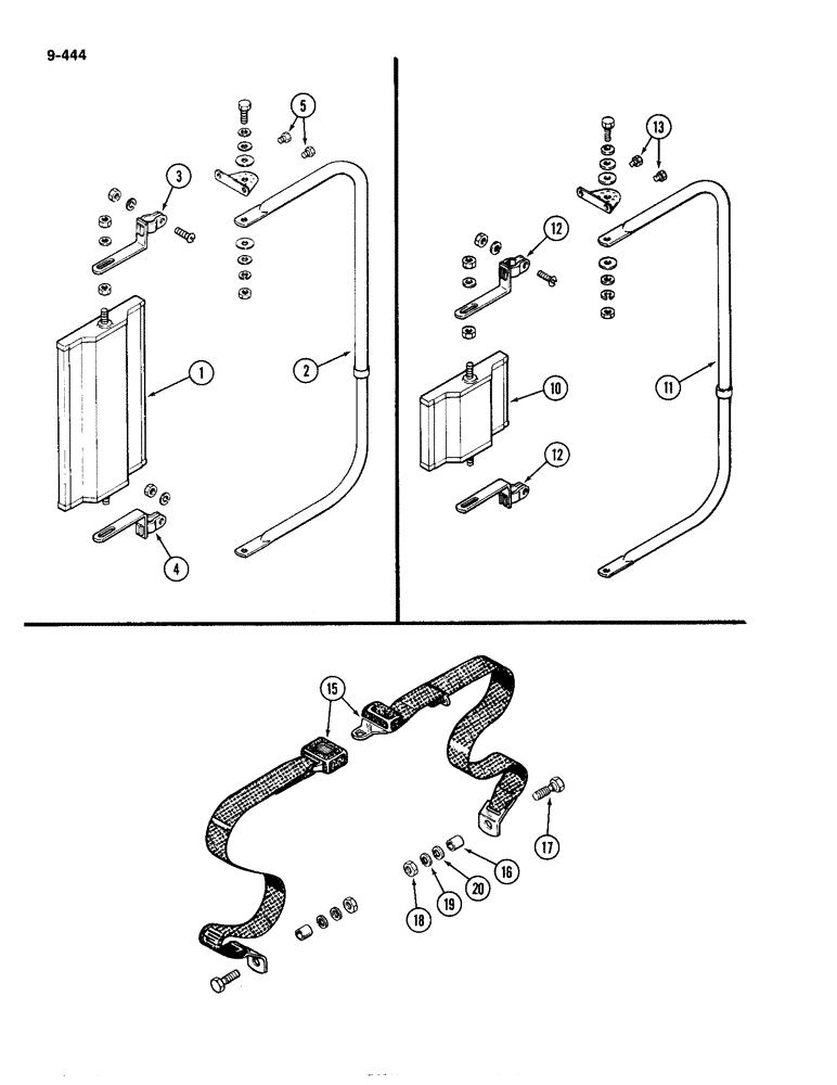 Схема запчастей Case IH 4490 - (9-444) - MIRROR ATTACHMENTS, DUAL VISION (09) - CHASSIS/ATTACHMENTS