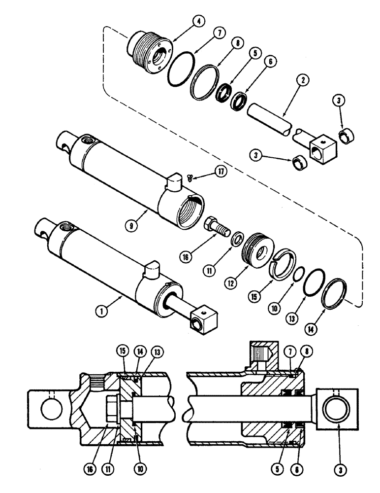 Схема запчастей Case IH 4890 - (5-156) - REAR STEERING CYLINDERS, 3" (76.2 MM) DIAMETER X 8-1/2" (216MM) STROKE (05) - STEERING