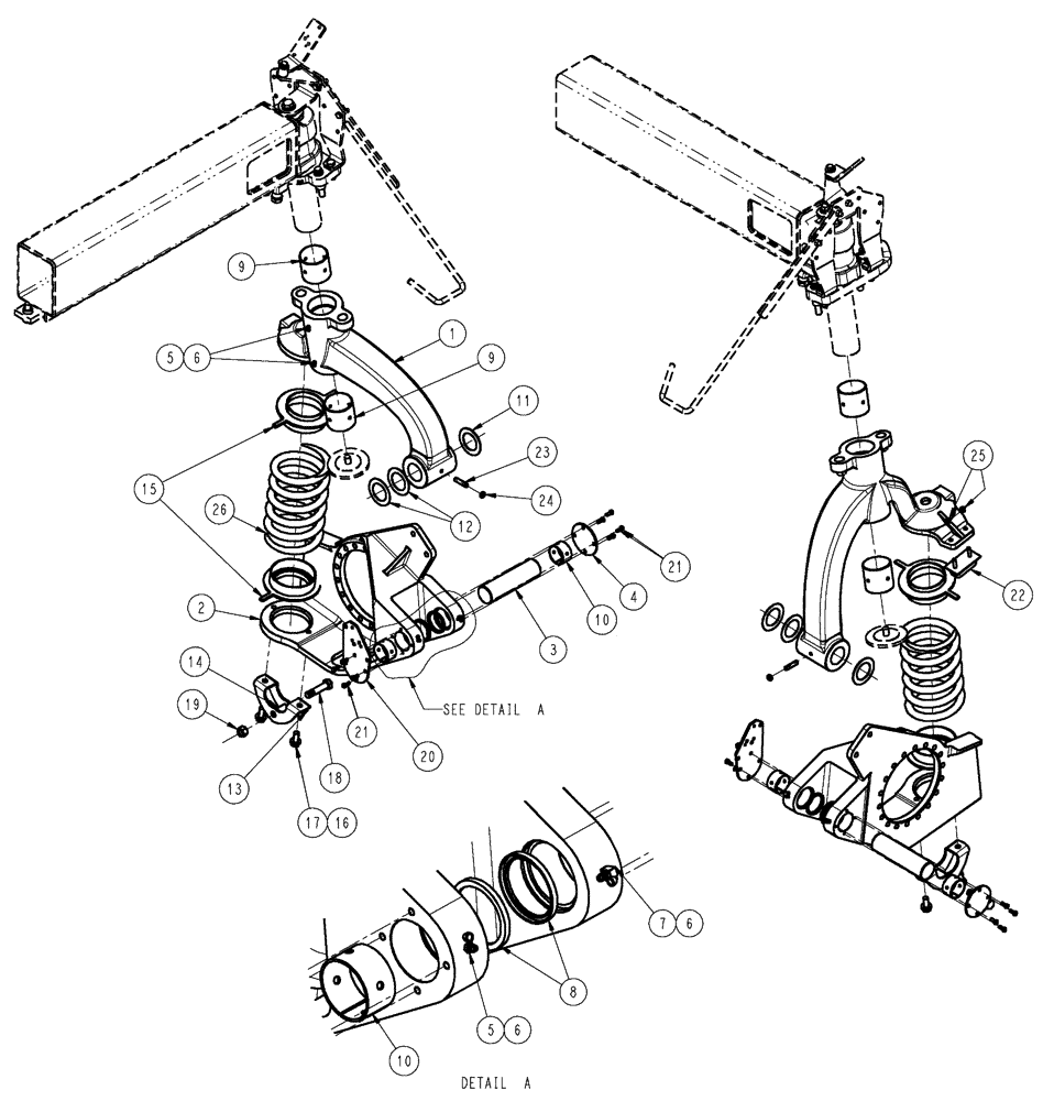 Схема запчастей Case IH SPX3310 - (04-015) - STRUT GROUP, LEFT Suspension & Frame