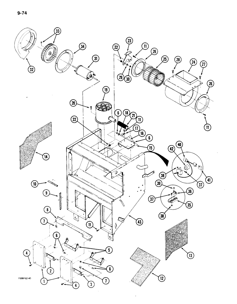 Схема запчастей Case IH 9150 - (9-74) - AIR CONDITIONER AND HEATER MODULE, INTERNAL COMPONENTS, CAB (09) - CHASSIS/ATTACHMENTS