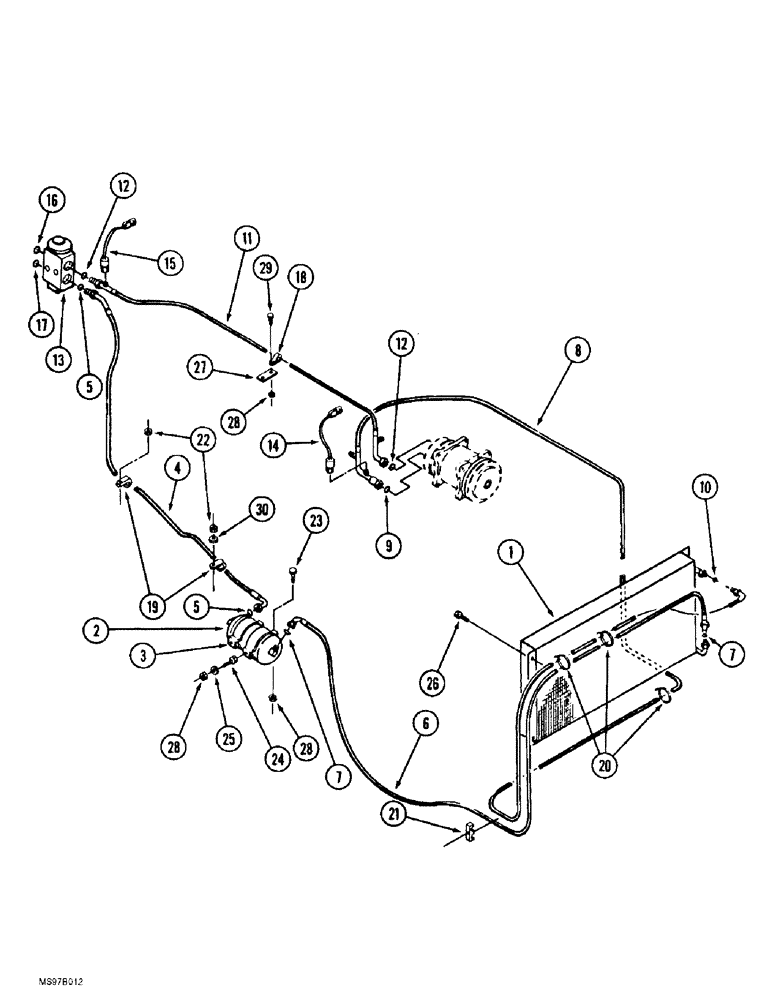 Схема запчастей Case IH 9380 QUADTRAC - (9-080) - CAB AIR CONDITIONING PLUMBING, CONDENSER AND RECEIVER-DRIER (09) - CHASSIS/ATTACHMENTS