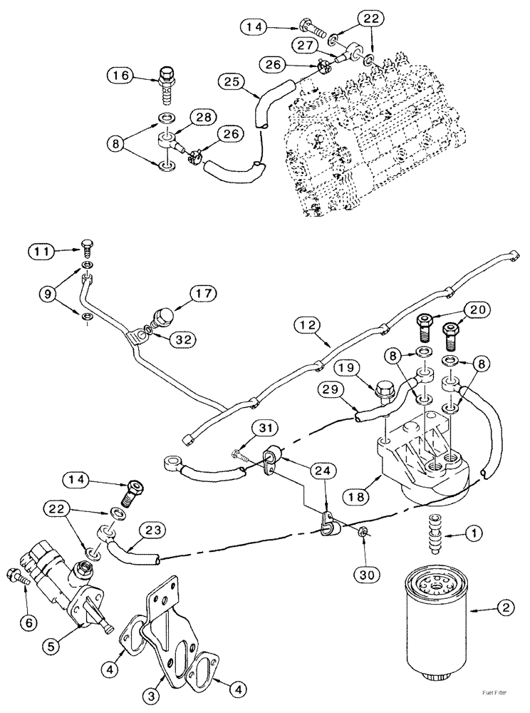 Схема запчастей Case IH 3210 - (03-026) - FUEL FILTER (01) - ENGINE