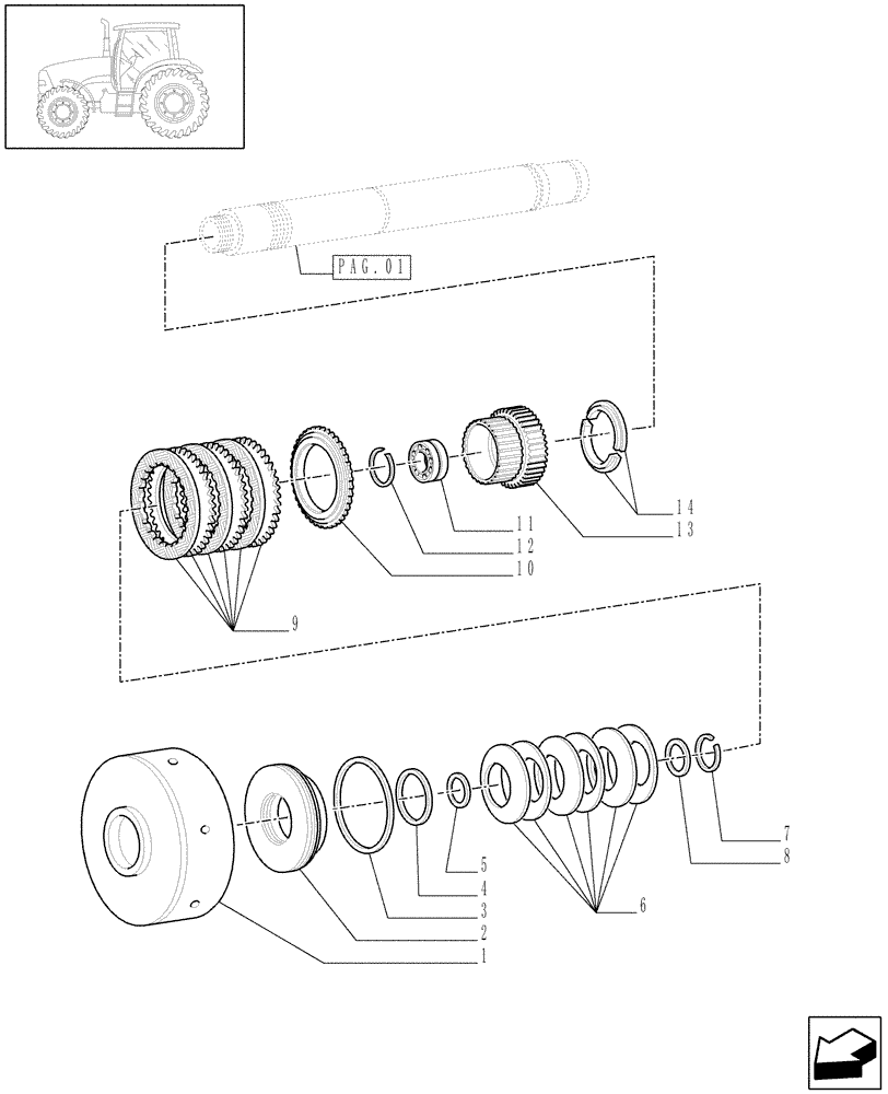 Схема запчастей Case IH PUMA 180 - (1.32.5[02]) - (VAR.147-571) FULL POWER SHIFT TRANS. 19X6 - CLUTCH COVER PLATE AND RELEVANT PARTS - C6075 (03) - TRANSMISSION