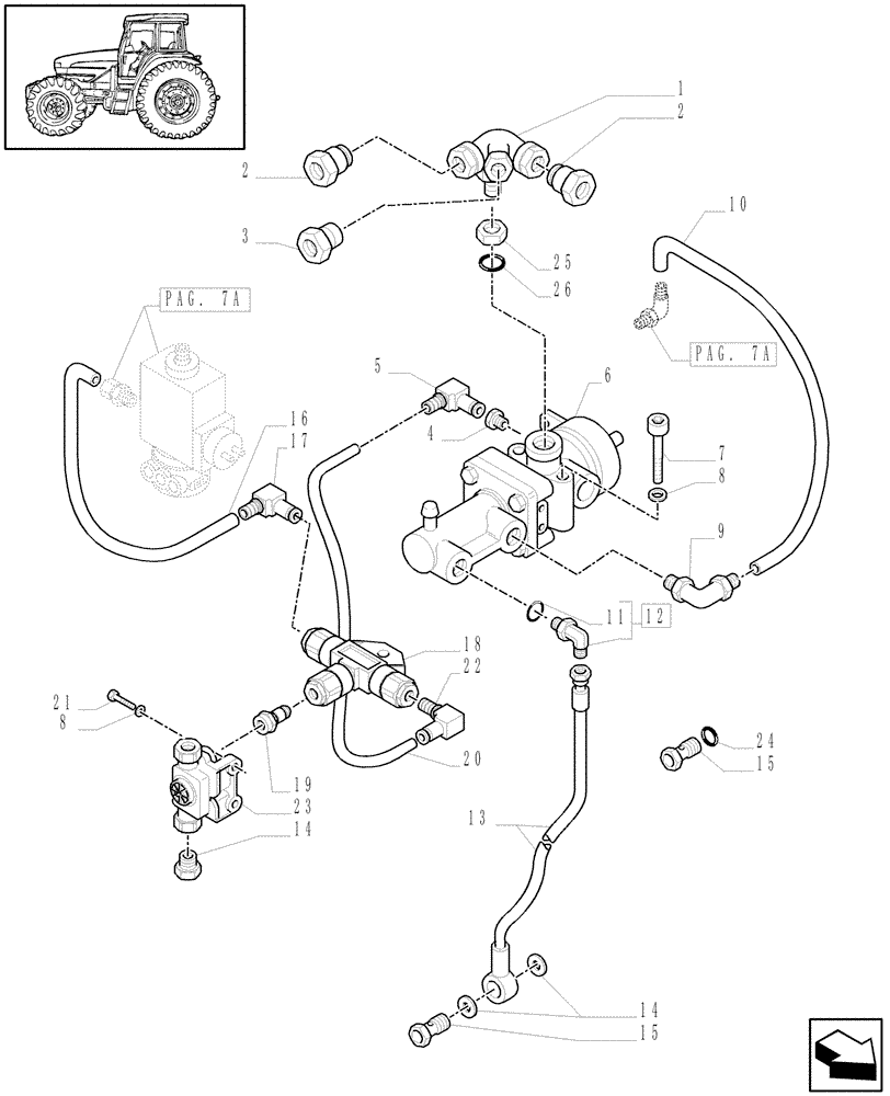 Схема запчастей Case IH MAXXUM 120 - (1.68.6[08A]) - TRAILER AIR BRAKE - TOWING BRAKE CONTROL VALVE, PIPES AND RELATED COMPONENTS - D5804 - C6753 (VAR.332727-333727-332737-339737-332739-333739) (05) - REAR AXLE