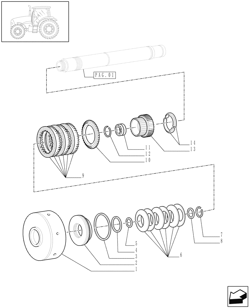 Схема запчастей Case IH PUMA 180 - (1.32.5[02A]) - (VAR.147-571) FULL POWER SHIFT TRANS. 19X6 - CLUTCH COVER PLATE AND RELEVANT PARTS - D6075 (03) - TRANSMISSION