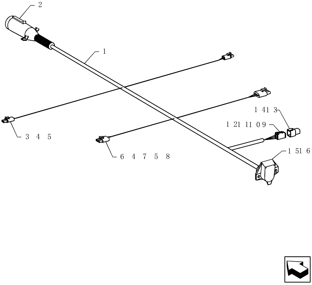 Схема запчастей Case IH 40 - (55.404.02) - LIGHTING HARNESS (55) - ELECTRICAL SYSTEMS