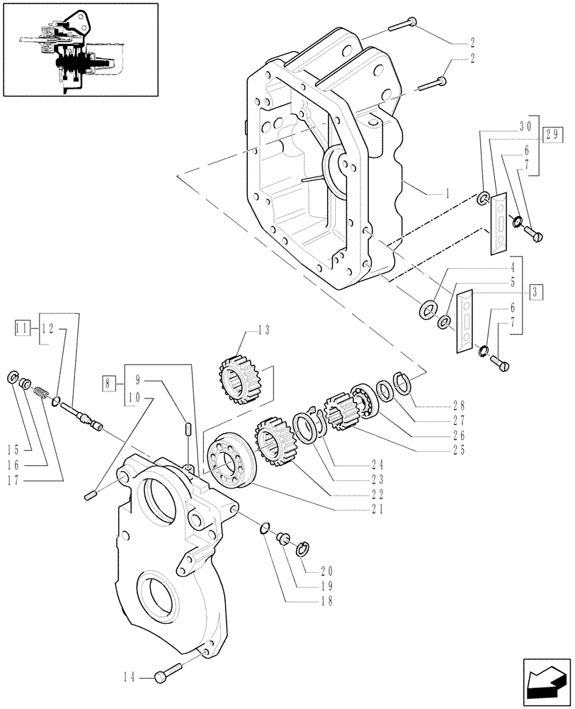 Схема запчастей Case IH MXU130 - (1.80.1/03[01]) - (VAR.817) POWER TAKE-OFF 540/750/1000 RPM - COVER AND RELATED PARTS (07) - HYDRAULIC SYSTEM