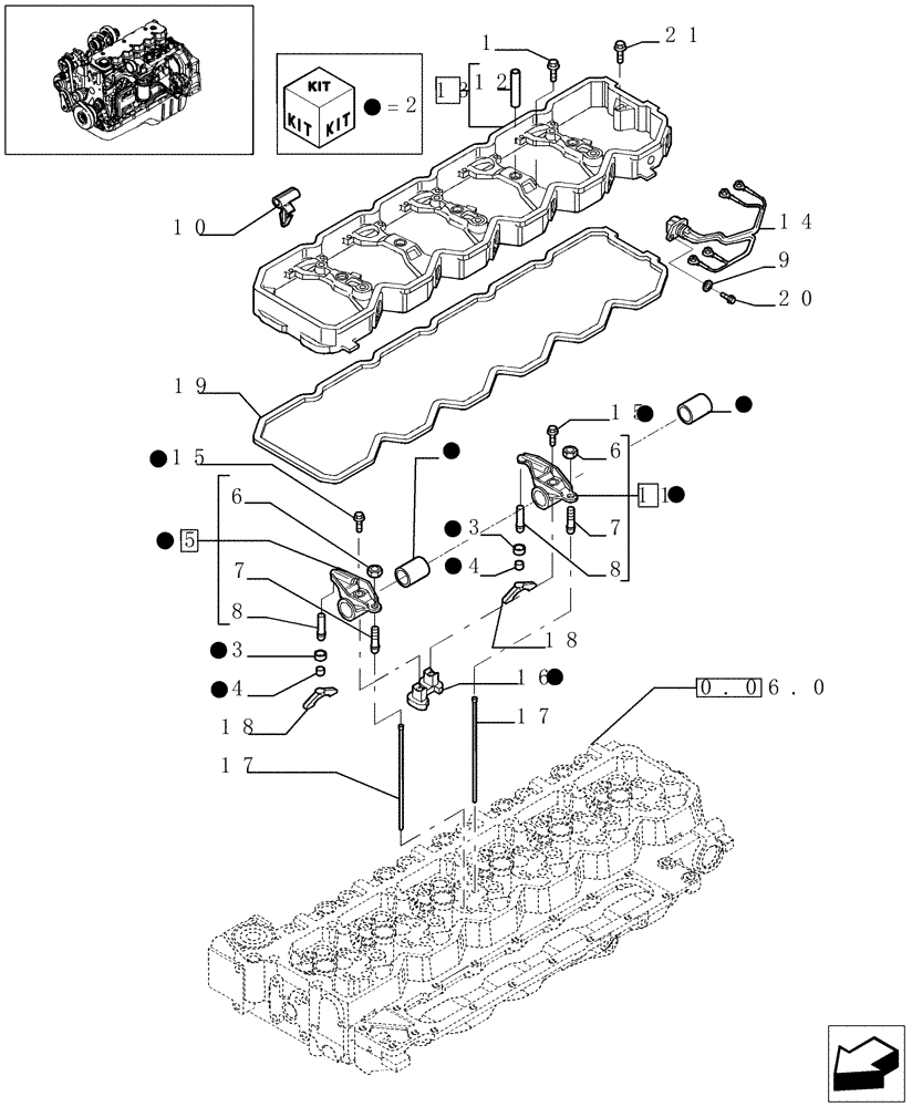 Схема запчастей Case IH F4HE9684D J102 - (0.06.6[01]) - ROCKER SHAFT (504049017) 