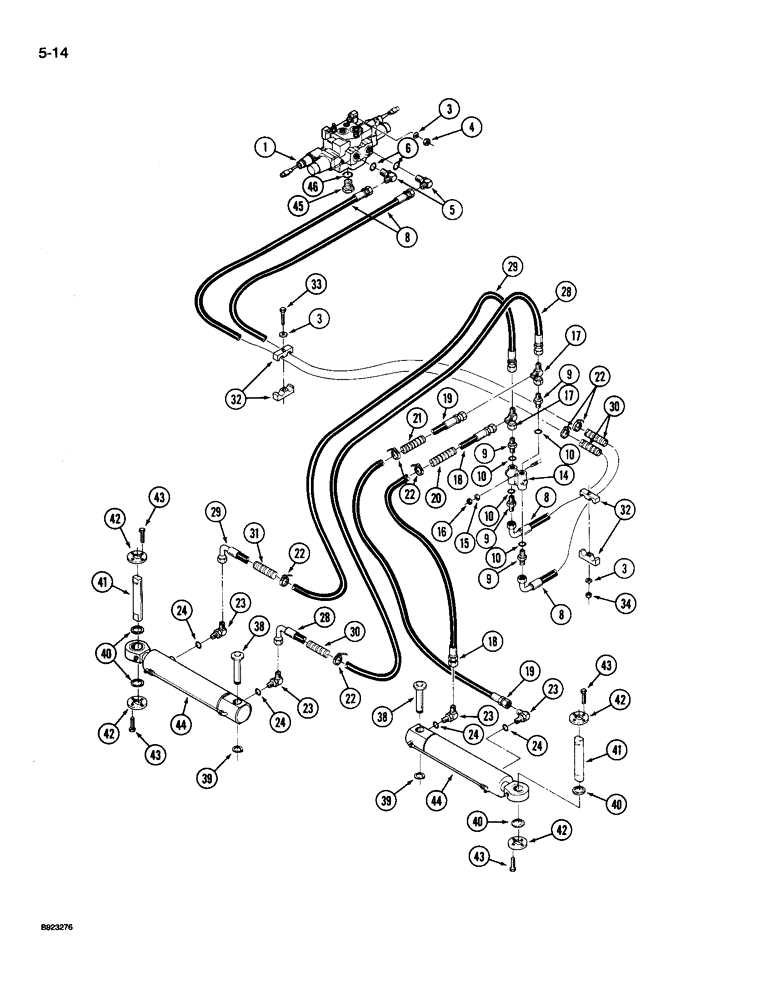 Схема запчастей Case IH 9240 - (5-014) - STEERING SYSTEM HYDRAULICS, REAR STEERING, PRIOR TO P.I.N. JCB0028400 (05) - STEERING