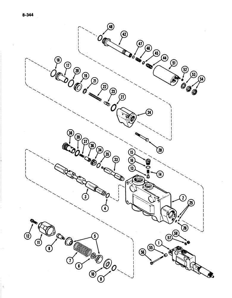 Схема запчастей Case IH 4894 - (8-344) - HITCH CONTROL VALVE ASSEMBLY P.I.N. 8865502 AND AFTER (08) - HYDRAULICS