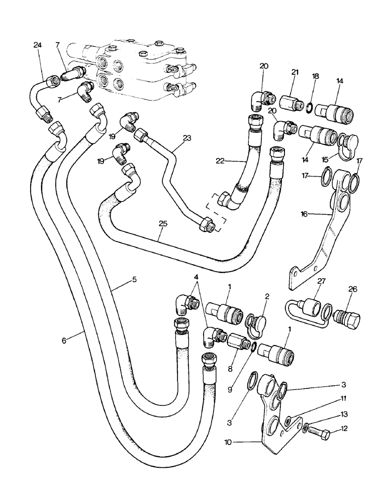 Схема запчастей Case IH 1290 - (K-21) - REMOTE VALVE TUBES, COUPLINGS AND BRACKETS (07) - HYDRAULICS