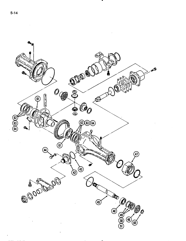 Схема запчастей Case IH 275 - (5-14) - FRONT AXLE SHAFTS HOUSING AND DIFFERENTIAL, MFD TRACTORS (CONTD) (05) - STEERING