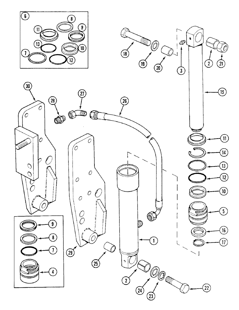 Схема запчастей Case IH 1494 - (8-346) - LONG SUPPORT CYLINDER - LINKAGE, PRIOR TO P.I.N. 11519846 (08) - HYDRAULICS