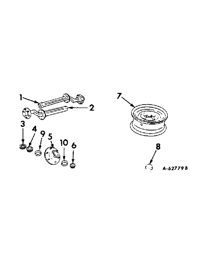 Схема запчастей Case IH VARIOUS - (B-120) - DISC WHEELS AND AXLE, WITHOUT BRAKES, REGULAR EQUIPMENT 1960 TO 1965 