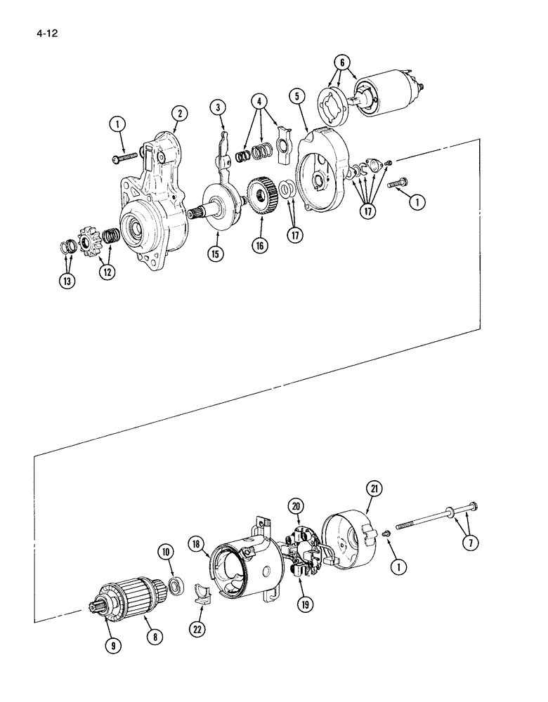 Схема запчастей Case IH 265 - (4-12) - STARTER ASSEMBLY (04) - ELECTRICAL SYSTEMS