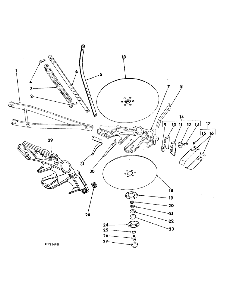 Схема запчастей Case IH 510 - (A-58) - DOUBLE DISK FURROW OPENER, SEALED BALL BEARING CAST BOOT TYPE, MACHINES PRIOR TO 1975 SEASON 