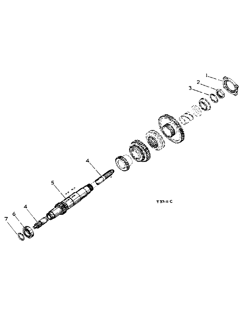 Схема запчастей Case IH 434 - (6-011) - CONSTANT RUNNING P.T.O. ATTACHMENT, SINGLE CLUTCH P.T.O. ATTACHMENT,TRANS. GEARS & SHAFTS-ATTACHMENT (06) - POWER TRAIN