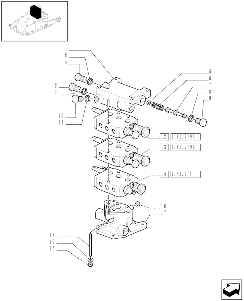 Схема запчастей Case IH JX1060C - (1.82.7/10[01]) - (VAR.164) 3 REMOTE VALVES FOR EDC (1 STD+1 W/FL.+1 W/FL.) - CONTROL VALVES - C5484 (07) - HYDRAULIC SYSTEM