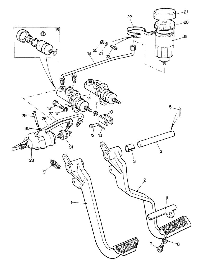 Схема запчастей Case IH 1690 - (J04-1) - BRAKE PEDALS, MASTER CYLINDERS, AND BALANCE VALVE, LOW PROFILE MODEL PRIOR TO P.I.N. 11211216 (5.1) - BRAKES