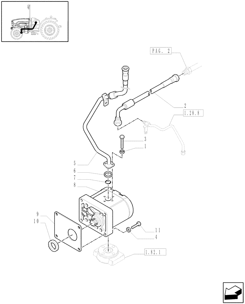 Схема запчастей Case IH JX1070N - (1.42.0[01]) - SERVO - ASSISTED STEERING HYDRAULIC SYSTEM (04) - FRONT AXLE & STEERING