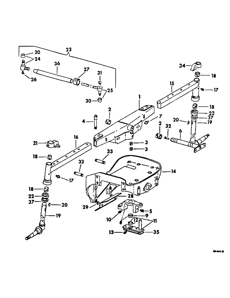 Схема запчастей Case IH 2400 - (14-02) - SUSPENSION, FRONT AXLE, THREE POSITION STRAIGHT Suspension