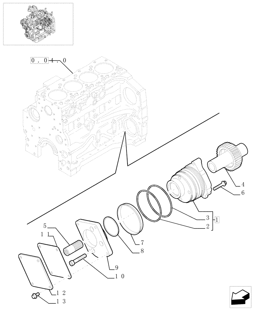 Схема запчастей Case IH JX1090U - (0.35.0) - POWER TAKE OFF (01) - ENGINE