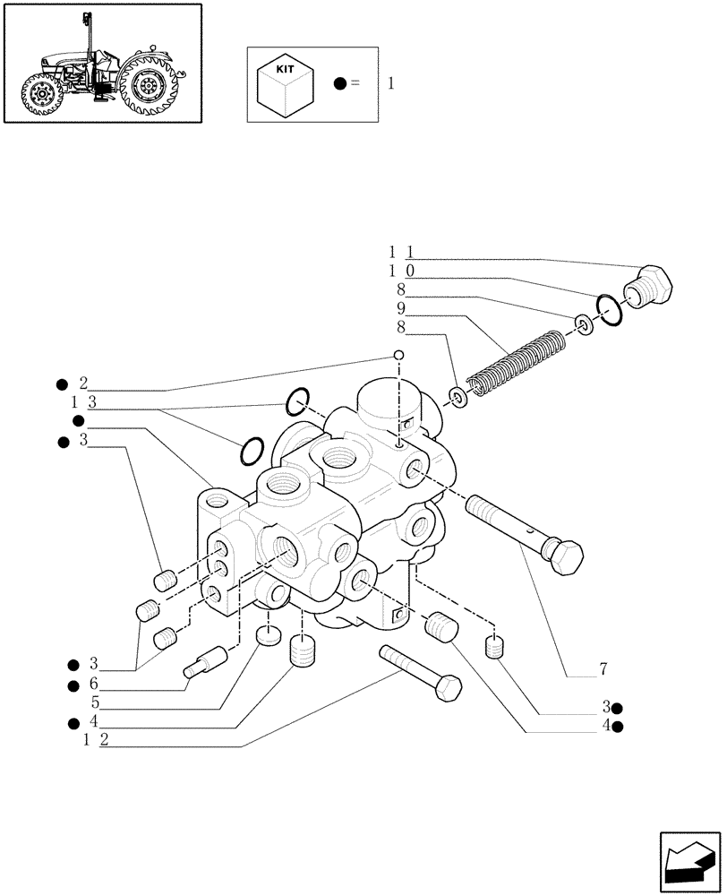 Схема запчастей Case IH JX1085C - (1.33.2/09[02]) - (VAR.275-275/1) HI-LO CLUTCH ENGAGEMENT - SOLENOID VALVE SUPPORT AND CAPS (04) - FRONT AXLE & STEERING