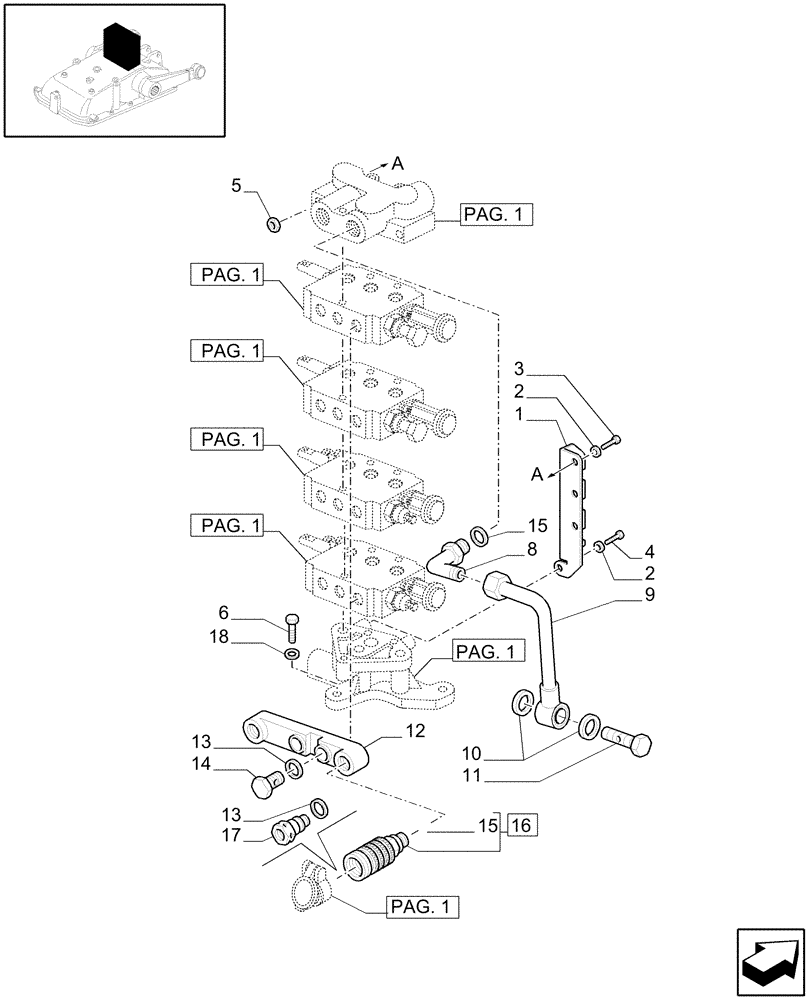 Схема запчастей Case IH JX1075C - (1.82.7/11[03]) - (VAR.165) 4 REMOTE VALVES FOR MDC - QUICK COUPLING - C5484 (07) - HYDRAULIC SYSTEM