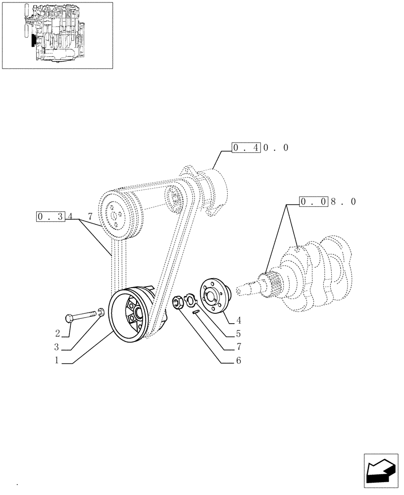 Схема запчастей Case IH JX1075N - (0.08.4) - PULLEY AND HUB (01) - ENGINE