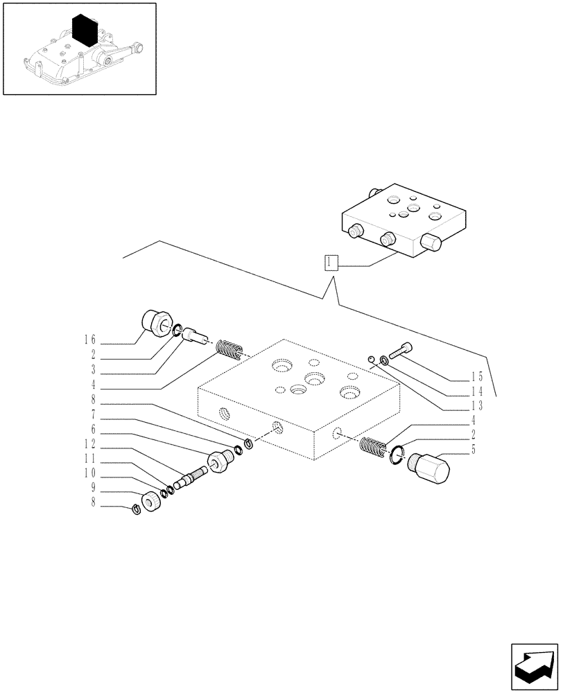 Схема запчастей Case IH JX1070N - (1.82.7/09B) - DOUBLE FLOW DIVIDER - BREAKDOWN - D5484 (07) - HYDRAULIC SYSTEM