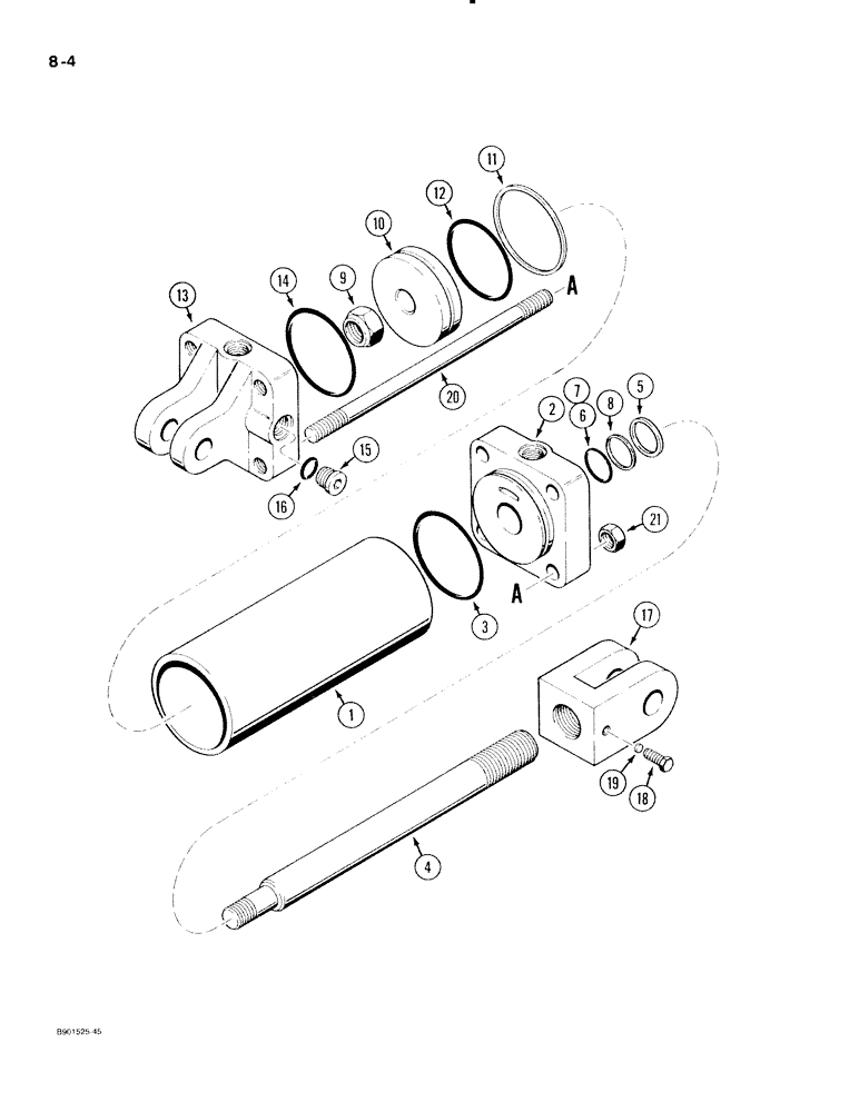 Схема запчастей Case IH 530 - (8-004) - ENDGATE LIFT CYLINDER, 140683C94, TIE ROD DOUBLE ACTING, 3-1/2 ID X 8 INCH STROKE (08) - HYDRAULICS