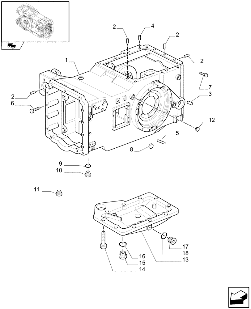 Схема запчастей Case IH MAXXUM 120 - (1.21.0[03]) - TRANSMISSION 16X16 OR 17X16 - REAR AXLE HOUSING, COVER AND RELATED PARTS (03) - TRANSMISSION