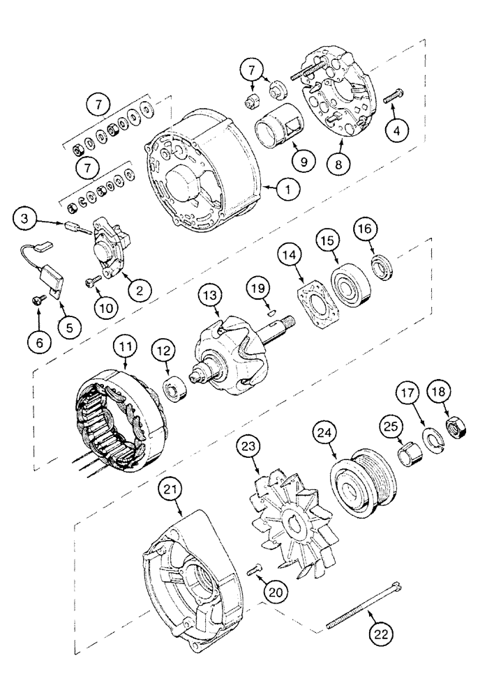 Схема запчастей Case IH PX85 - (04-06) - ALTERNATOR ASSEMBLY - A187873 (04) - ELECTRICAL SYSTEMS