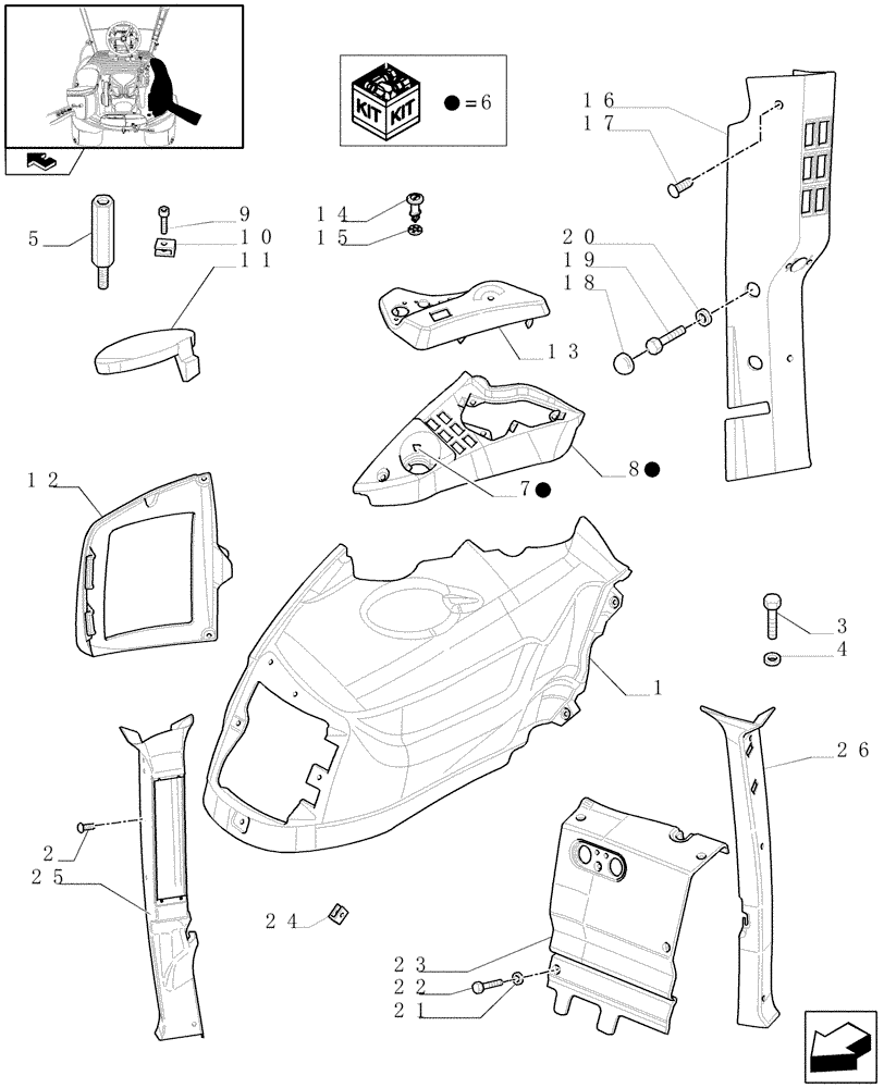 Схема запчастей Case IH PUMA 210 - (1.93.0[02]) - CONTROLS COVER - C6454 (10) - OPERATORS PLATFORM/CAB