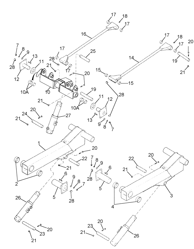 Схема запчастей Case IH CPX420 - (09A-31) - DRUM LIFT ARMS - 5 ROW NARROW (13) - PICKING SYSTEM