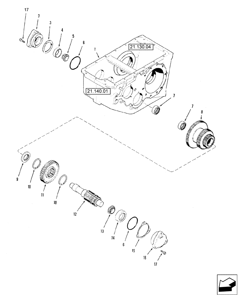 Схема запчастей Case IH 2588 - (21.184.01) - TRANSMISSION ASSY - DIFFERENTIAL PINION SHAFT AND GEARS (21) - TRANSMISSION