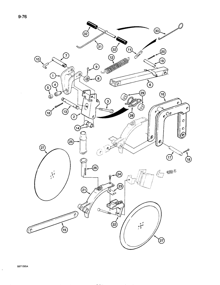 Схема запчастей Case IH 8600 - (9-076) - REAR FURROW OPENER MOUNTING PARTS (09) - CHASSIS/ATTACHMENTS