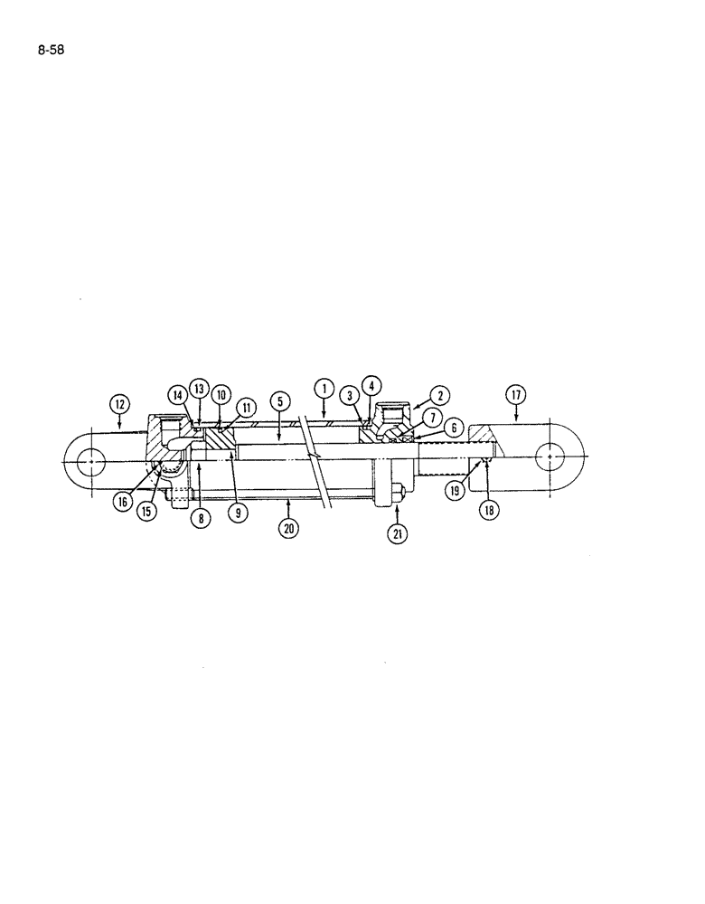 Схема запчастей Case IH 7200 - (8-58) - HYDRAULIC CYLINDER - WITH FRONT AND REAR PORTS, 2-1/2 ID X 8 INCH STROKE - IH (08) - HYDRAULICS