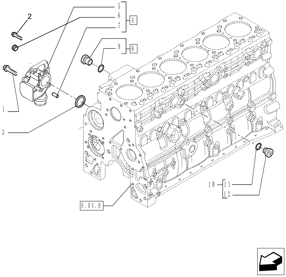 Схема запчастей Case IH P170 - (0.32.3[01]) - PIPING - ENGINE COOLING SYSTEM (02) - ENGINE