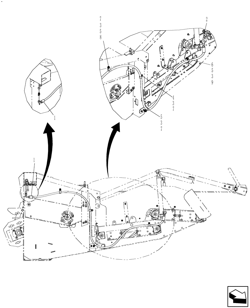 Схема запчастей Case IH 3016 - (35.910.04) - MECHANICAL FLOTATION, RH HOSES (35) - HYDRAULIC SYSTEMS