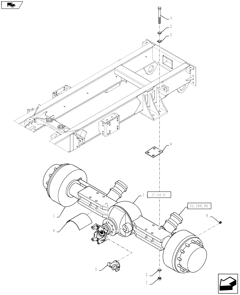 Схема запчастей Case IH TITAN 3030 - (27.100.01) - REAR AXLE MOUNTING WITHOUT AUXILIARY TRANSMISSION (27) - REAR AXLE SYSTEM