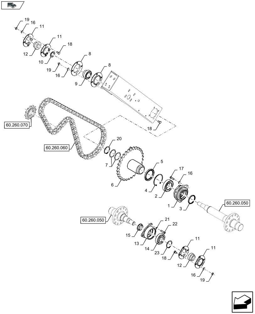 Схема запчастей Case IH LB424R - (60.260.080) - ROTOR DRIVE, ROTOR (60) - PRODUCT FEEDING