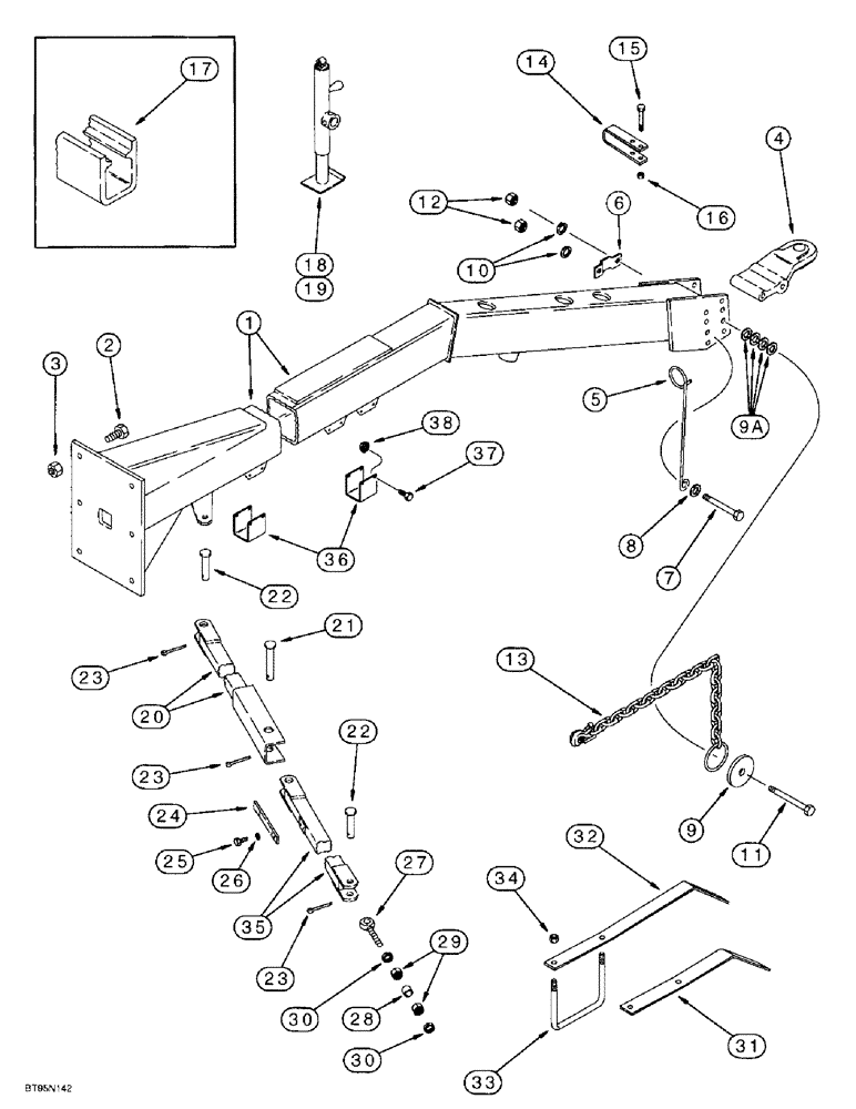 Схема запчастей Case IH 955 - (9A-042) - TONGUE AND HITCH, 12 ROW NARROW - PARALLEL FRONT FOLD (09) - CHASSIS/ATTACHMENTS