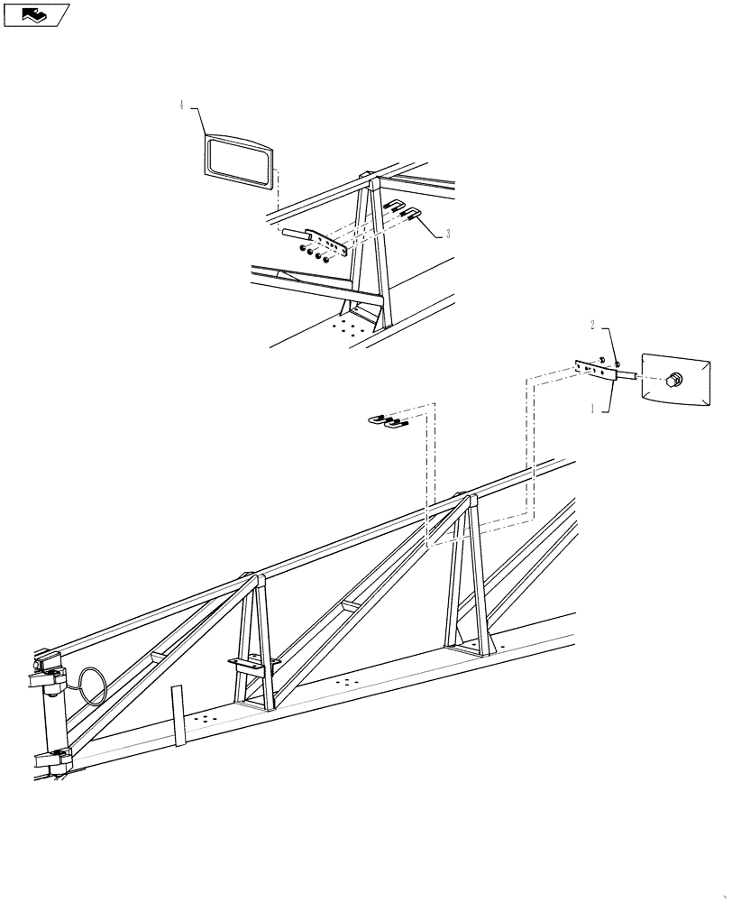 Схема запчастей Case IH TITAN 4030 - (90.150.13) - BOOM MOUNTED MIRRORS, USED ON 610 LIQUID SYSTEM (90) - PLATFORM, CAB, BODYWORK AND DECALS