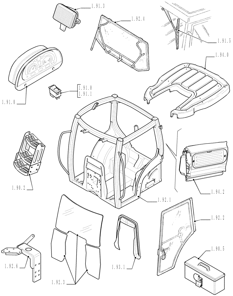Схема запчастей Case IH MXU115 - (SEC. 10[01]) - DRIVERS COMPARTMENT (00) - GENERAL