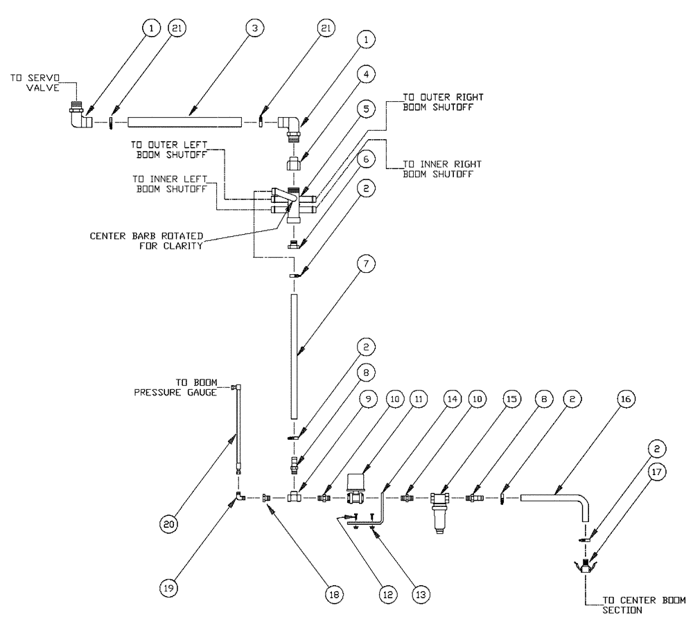 Схема запчастей Case IH PATRIOT WT - (09-029) - 75 5-BOOM SHUTOFF CENTER BOOM Liquid Plumbing