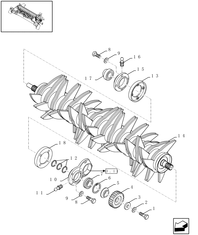 Схема запчастей Case IH RBX341 - (13.12[01]) - FEEDER AND CROPCUTTER ASSEMBLY (13) - FEEDER