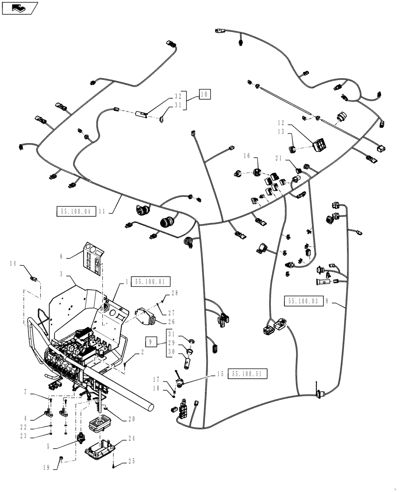 Схема запчастей Case IH TITAN 4030 - (55.510.01) - MAIN ELECTRICAL, CAB (55) - ELECTRICAL SYSTEMS