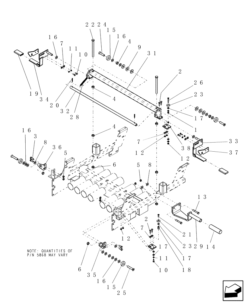 Схема запчастей Case IH ADX2180 - (L.10.F[22]) - CENTER MANIFOLD LIFT TBH (PART 2 OF 2) L - Field Processing